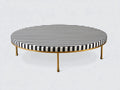 Mesa de centro 100x100x34 cm - negro y blanco - tejido y metal dorado - diseño decorativo redondo para salón