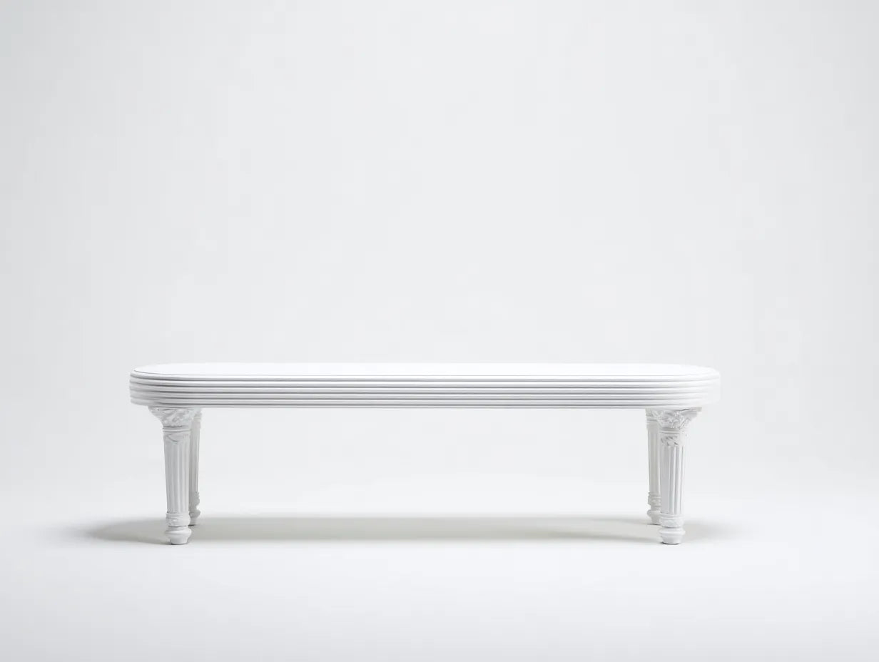 Banco exterior blanco 175 x 38 x 46 cm - estilo clásico refinado - acabado liso - para porche y jardín