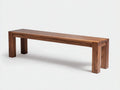 Banco exterior de nogal 170 x 35 x 44 cm - perfil recto - acabado natural - para patio moderno