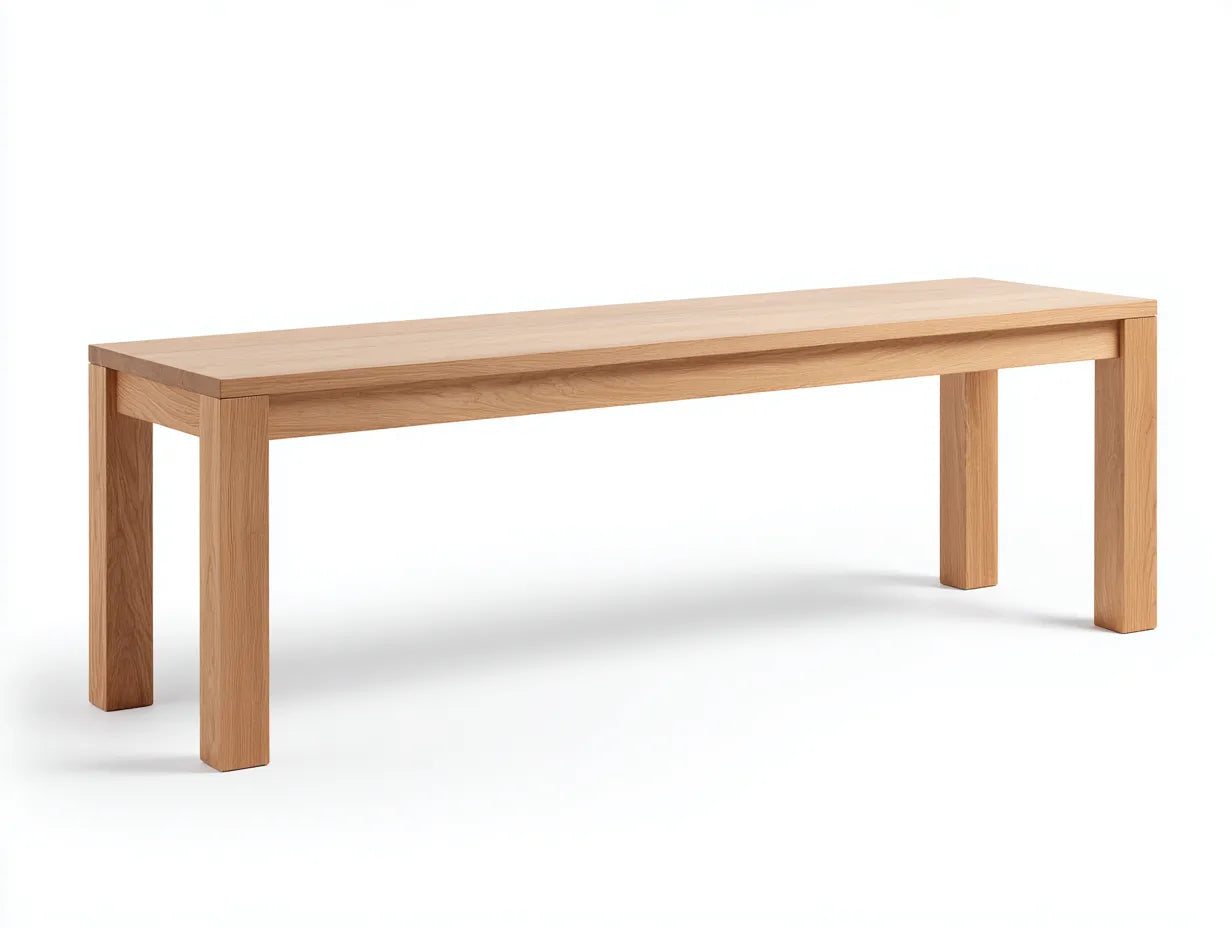 Banco exterior de roble natural 175 x 35 x 45 cm - líneas rectas - uso versátil - para jardín y terraza