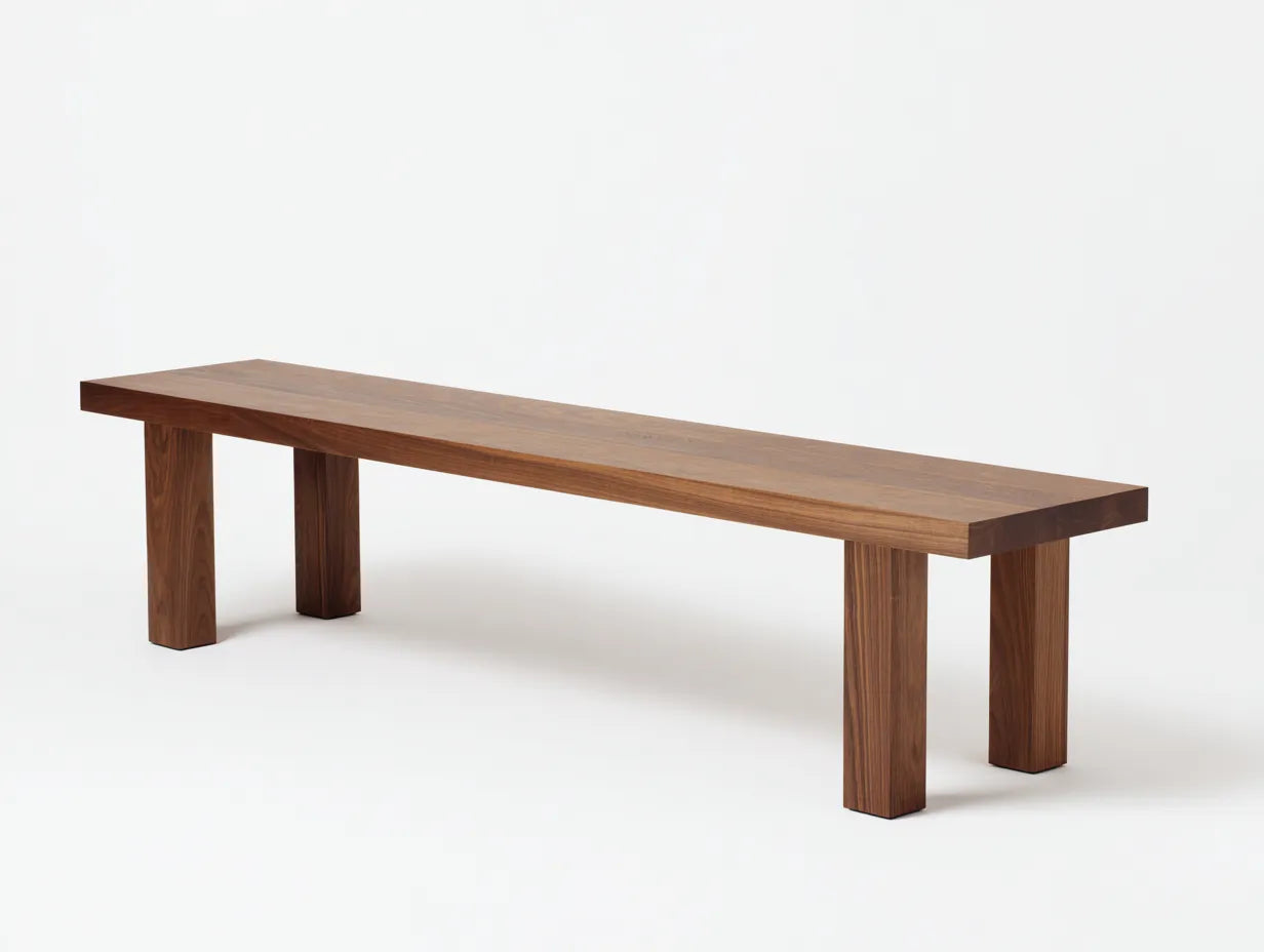 Banco exterior de nogal 180 x 36 x 45 cm - patas macizas - estilo contemporáneo - para jardín cubierto