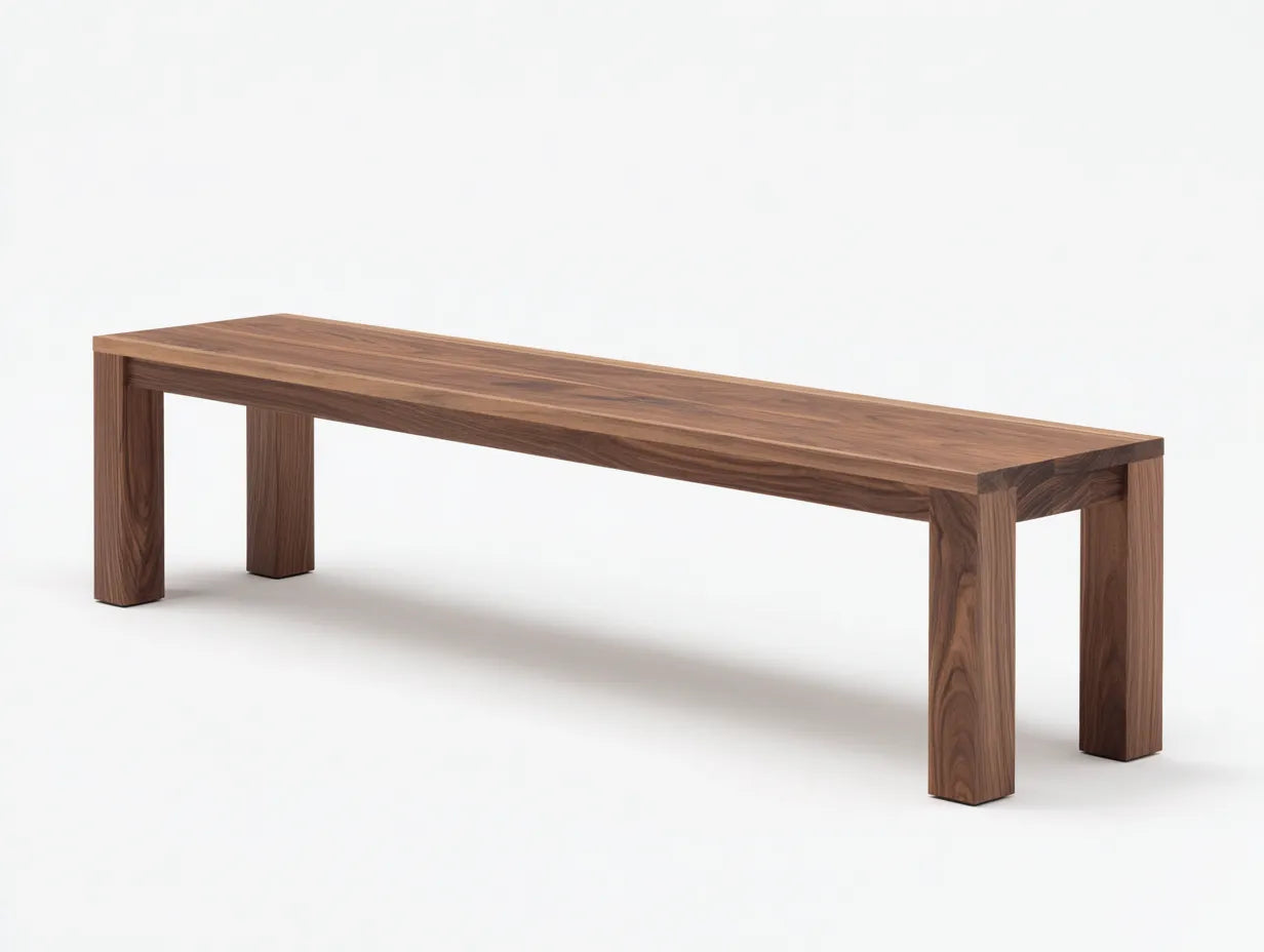 Banco exterior de nogal 175 x 36 x 45 cm - veta visible - diseño robusto - para porche y terraza