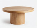 Mesa de centro 85x85x40 cm - roble claro - madera - base cilíndrica para salón