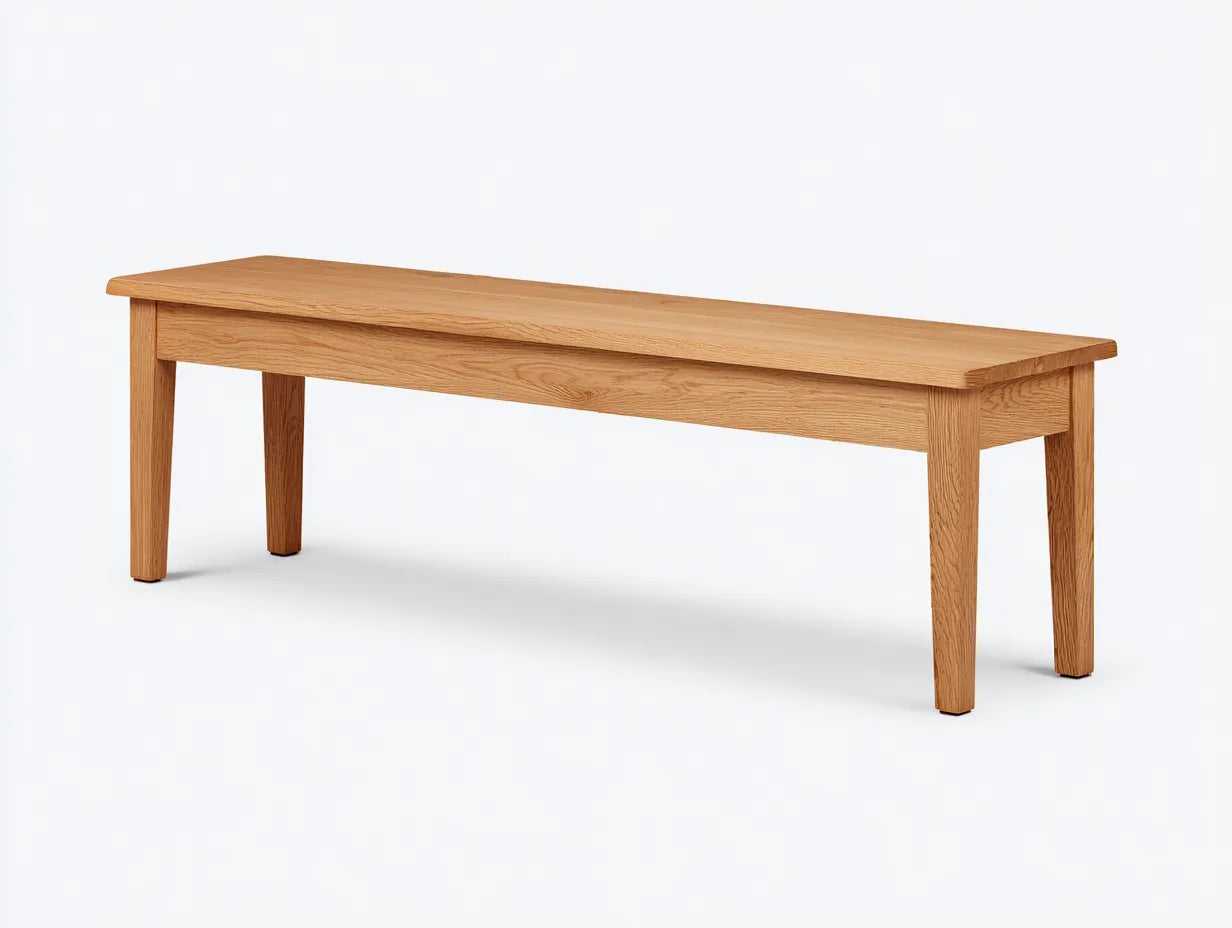 Banco exterior de madera clara 170 x 35 x 45 cm - líneas rectas - estructura sólida - para comedor de jardín