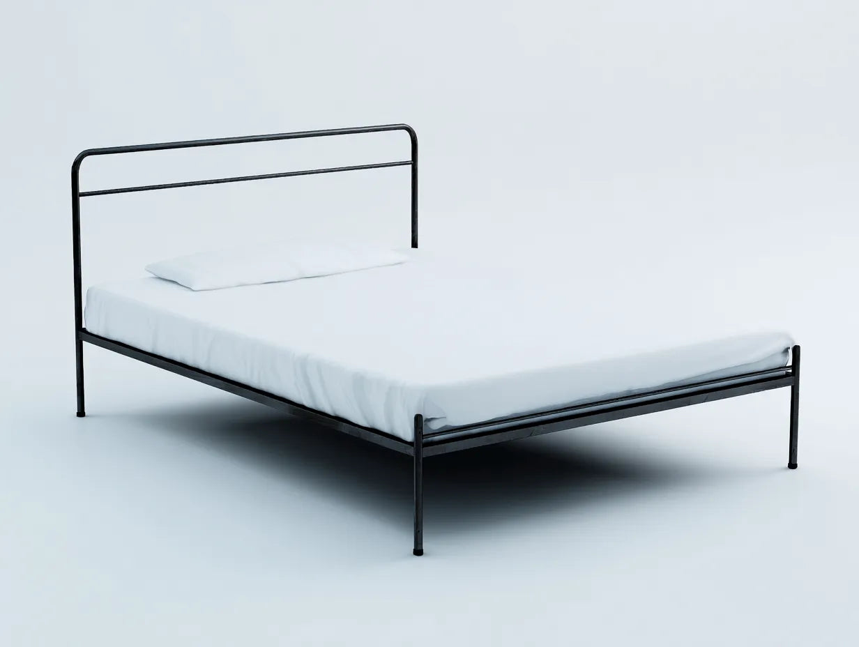 Cama doble de metal para dormitorio 200 x 160 x 90 cm - negro - estructura baja de diseño esencial