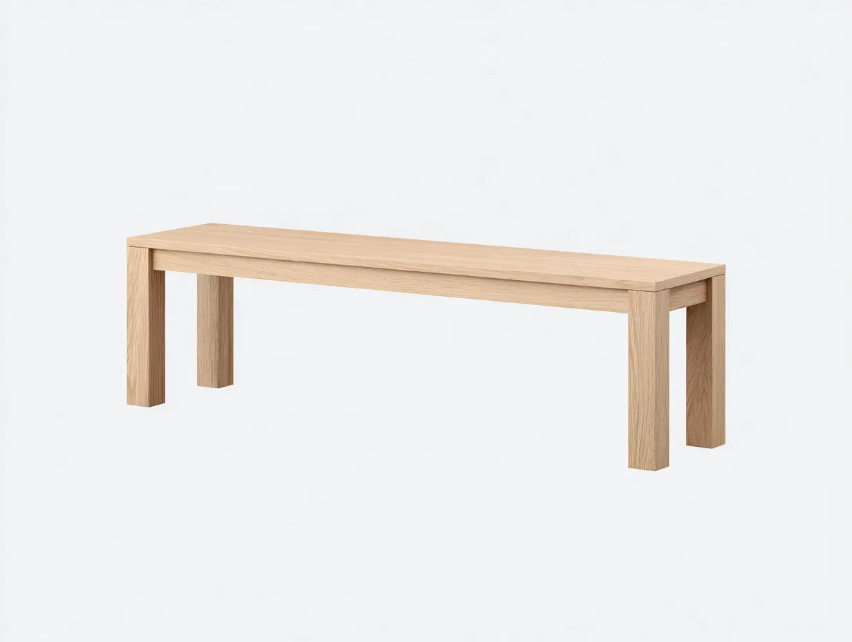 Banco exterior rectangular 150 x 35 x 45 cm - roble claro - patas cuadradas - para patio y jardín