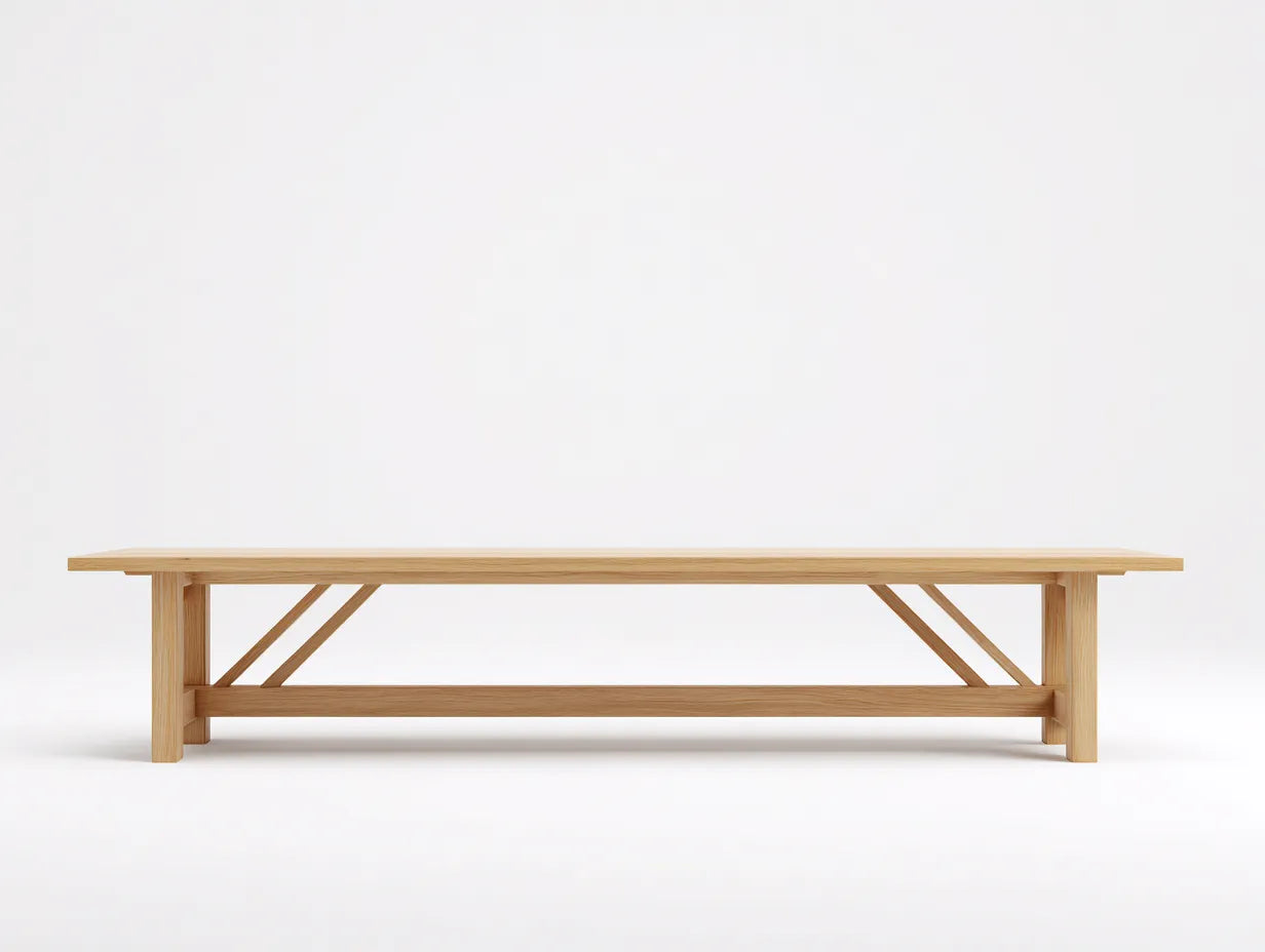 Banco exterior de roble claro 180 x 36 x 45 cm - refuerzos laterales - estilo natural - para jardín y porche