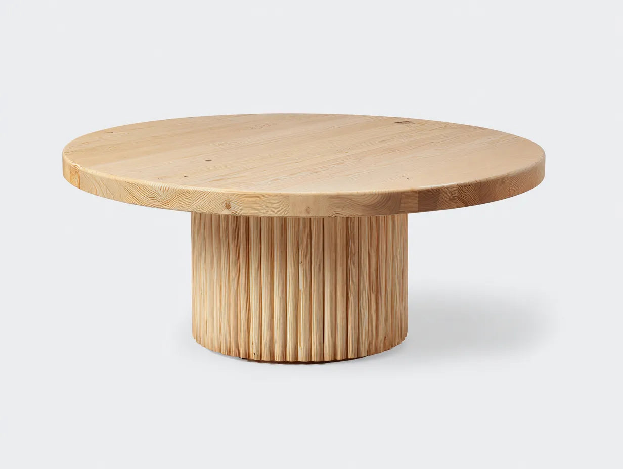 Mesa de centro 88x88x39 cm - madera clara - madera - pedestal texturizado para salón